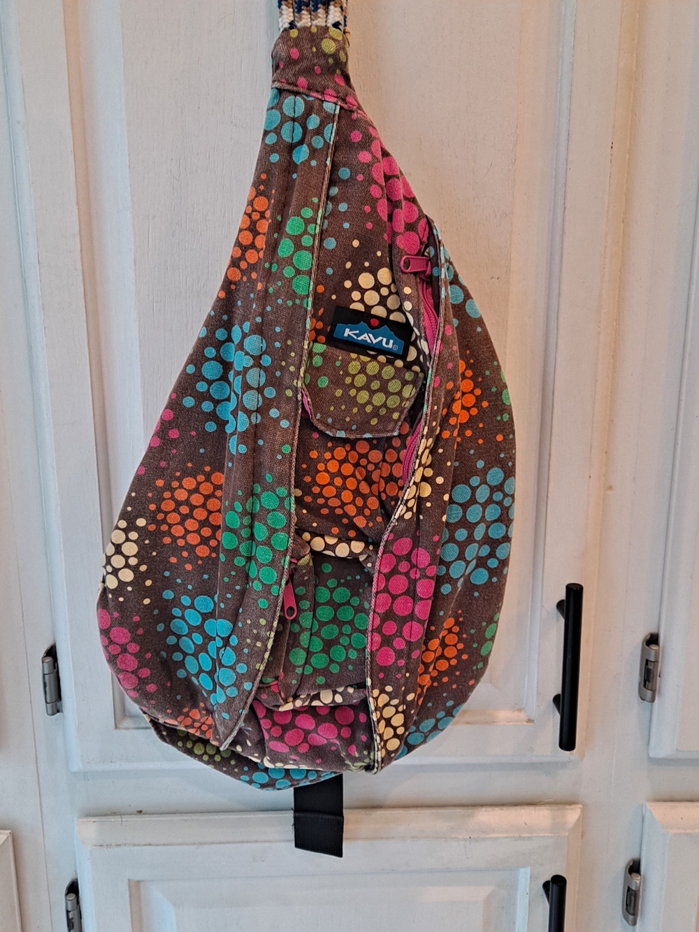 Kavu Multicolor Polka Dot Rope Sling Backpack 90s-styled Retro Bag